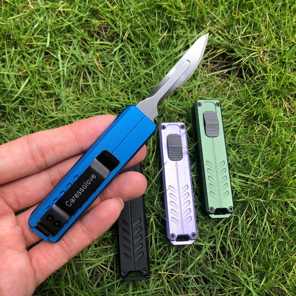Automatic Utility Knife, Safety Black Box Cutter Retractable, EDC Push Button...