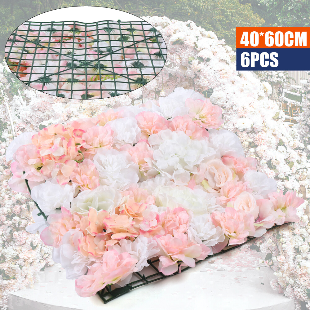 6pcs Artificial Flower Wall Panel Wedding Party Stage Backdrop Decor 24'x16'' US