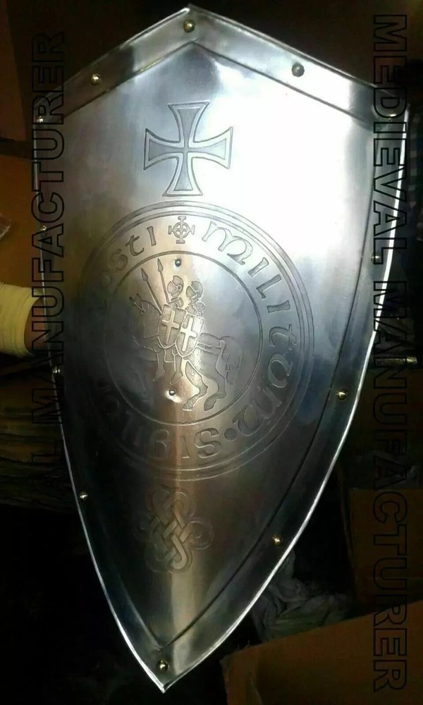 Medieval Knight Shield Battle Ready Templar Armor Costume Reenactment Shield