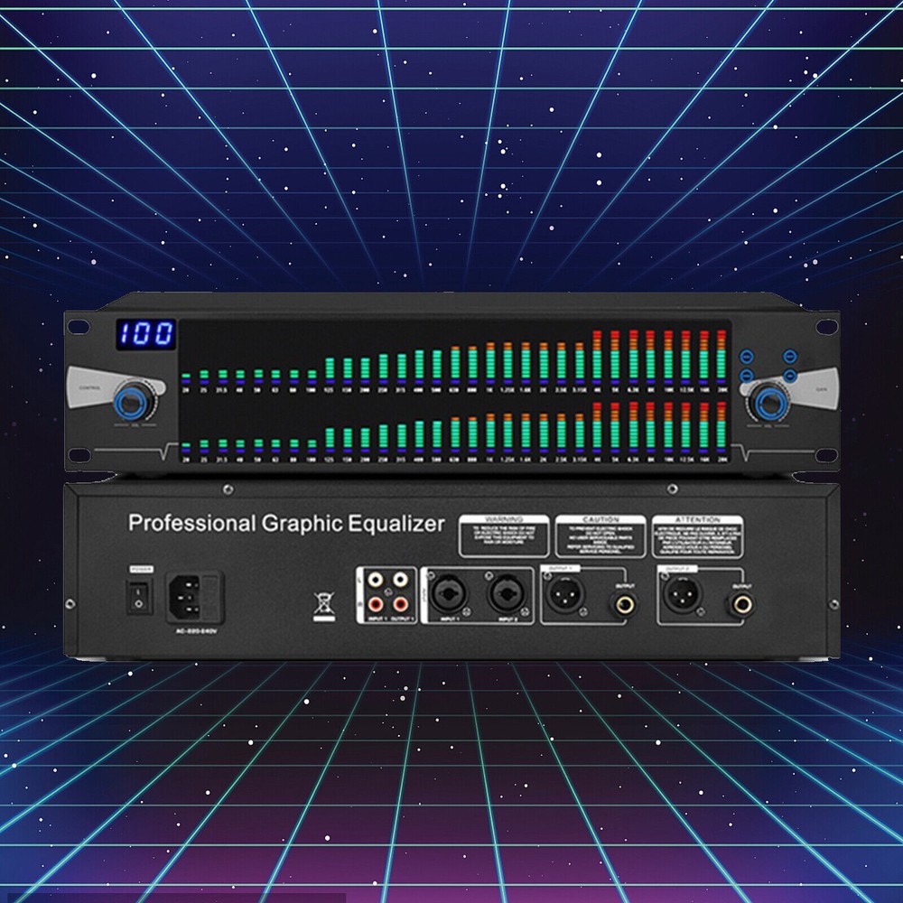 Professional Graphic Equalizer Digital Equalizer Dual 31-Band Spectrum Display.