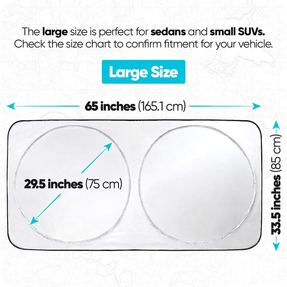 Protective Car Sun Shade, Grey Reflective Windshield Shield, Fits SUVs & Trucks