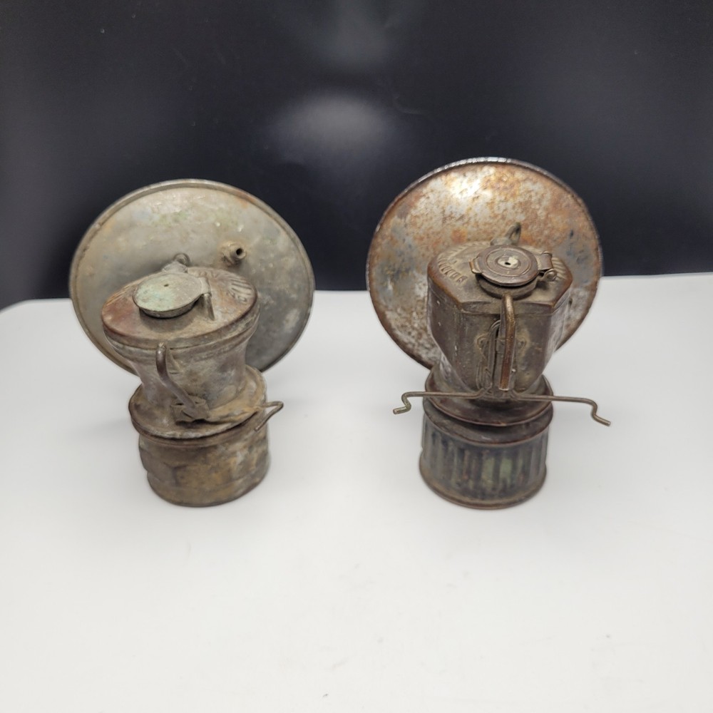 Two Vintage Brass Carbide Miner Lamps