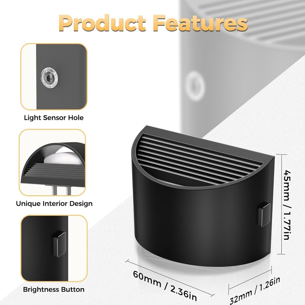 LED Night Light[2 Pack] Night Lights Plug Into Wall 3 Level Brightness Adjustabl