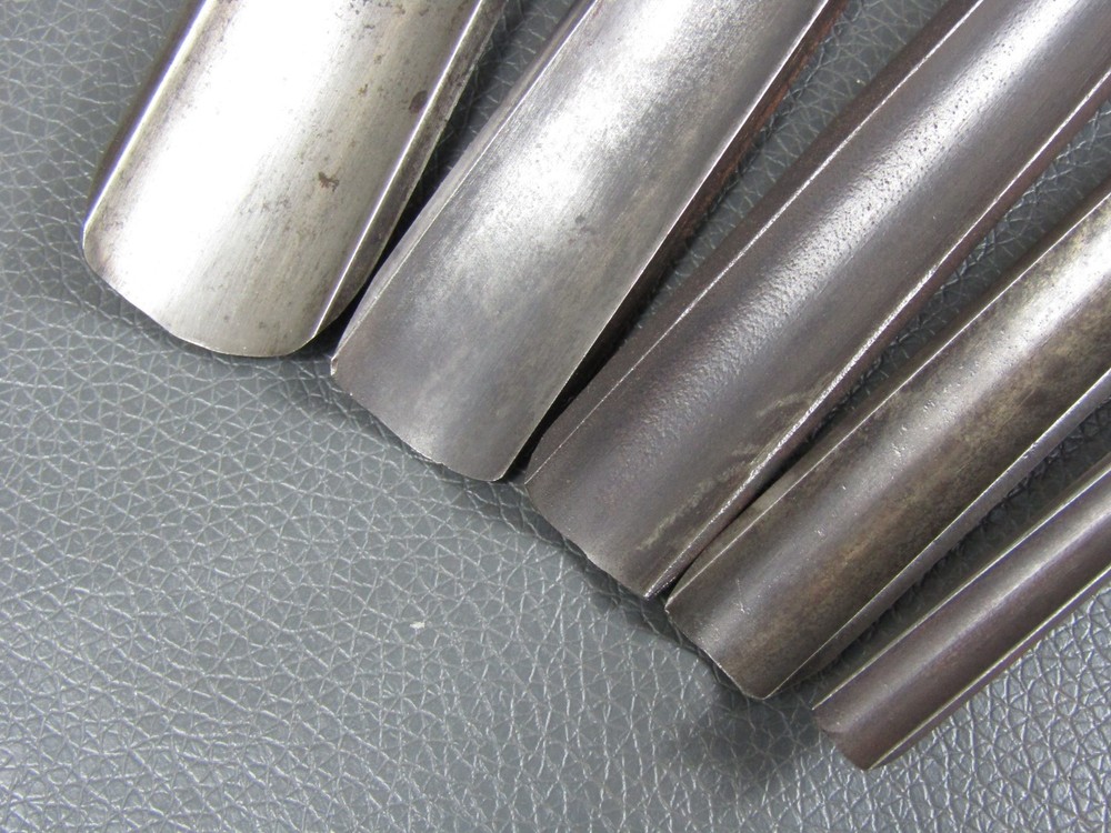 Graduated set of out cannel gouges vintage old tools by Marples Sorby Etc