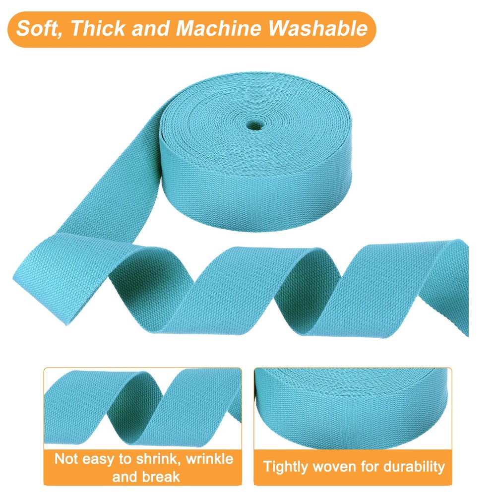 Cotton Webbing 2 Inch 11 Yard Polyester Cotton Webbing Strap, Light Blue