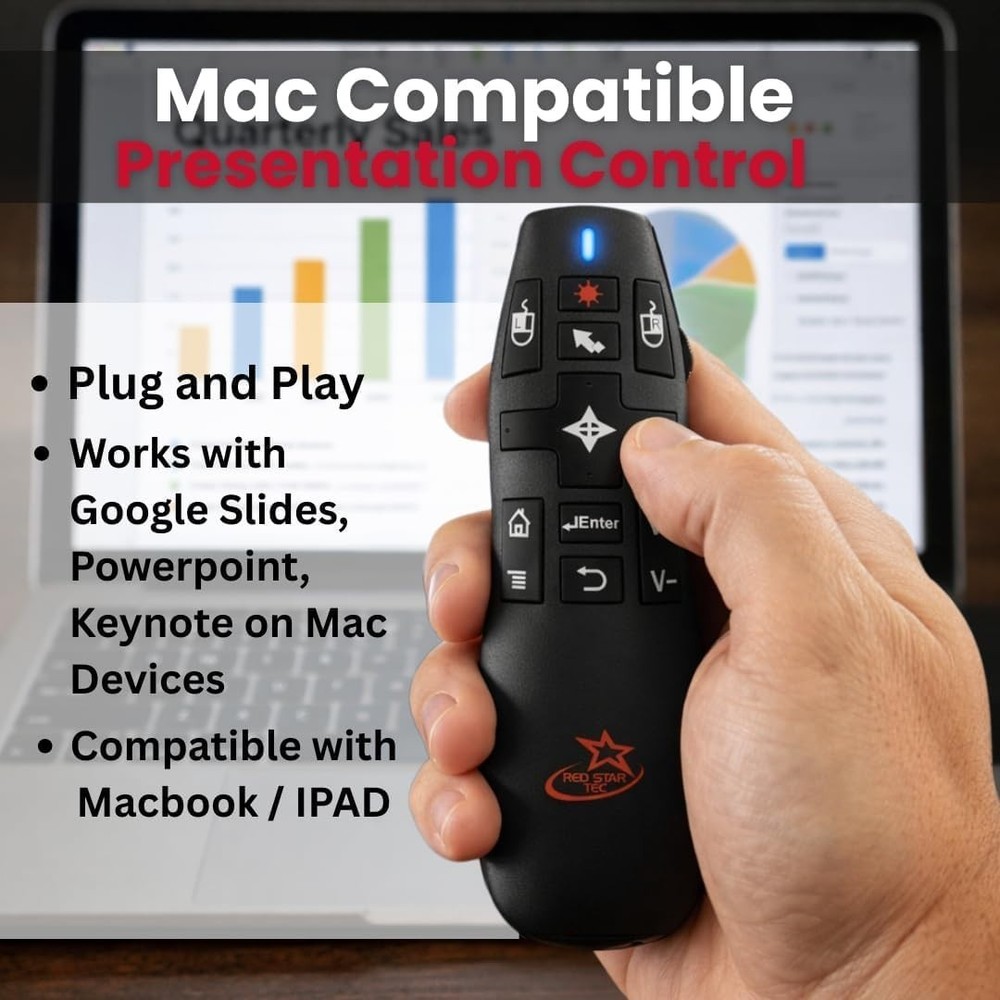 PR-820 Wireless Presentation Clicker RF Laser Pointer for Mac Windows