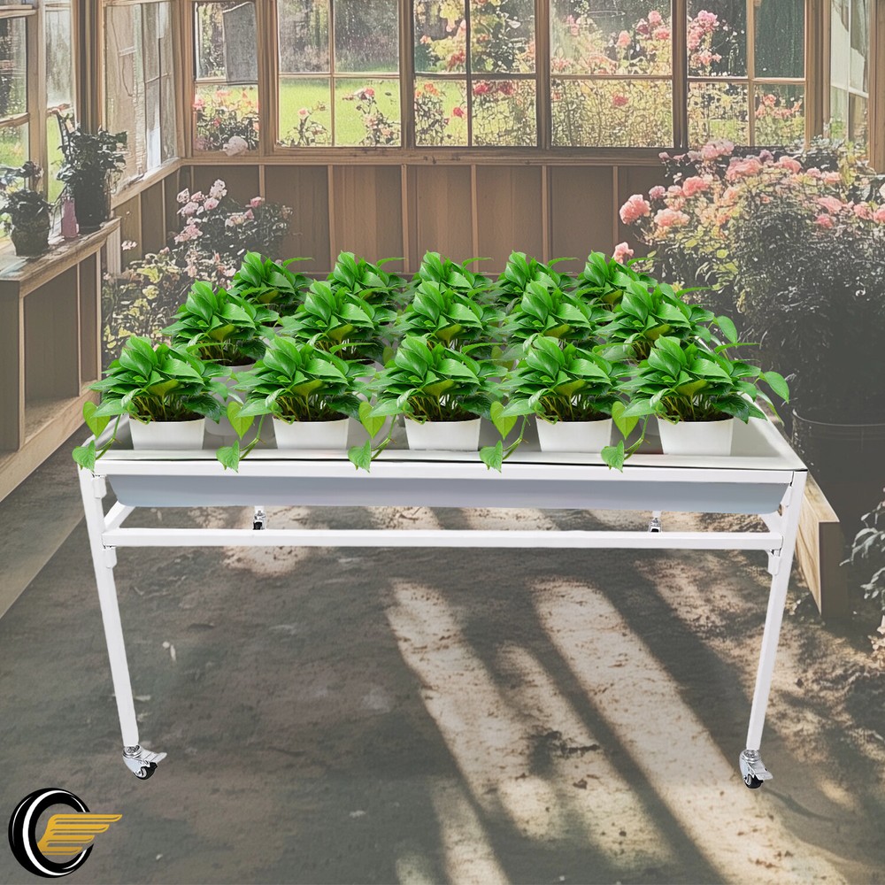 Rolling Flood Table Stand 4'x4' For Hydroponic Germination Trays Plants Growing