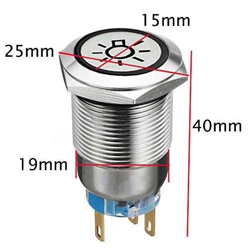 12V Car Vehicle Blue LED Light Push Button Metal Toggle Switch Headlight