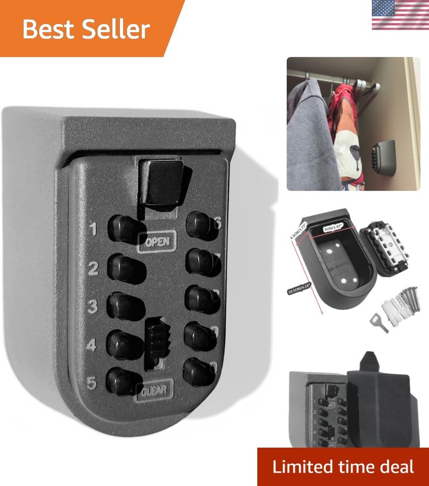 Secure Wall Mount Key Keeper - Waterproof, Adjustable Code Lock Box for Homes