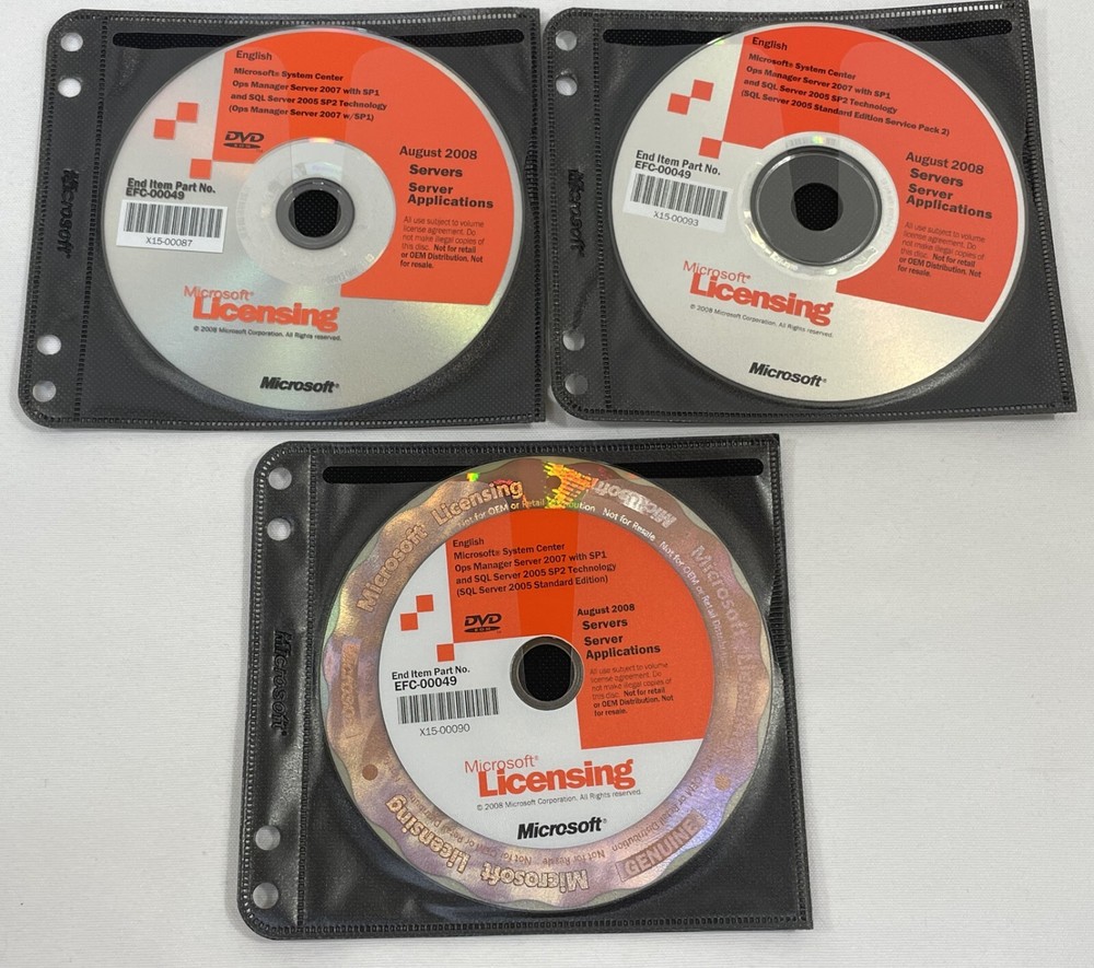 Microsoft System Center Ops Manager 2007 SP1 w/ SQL Server 2005 Tech Windows DVD