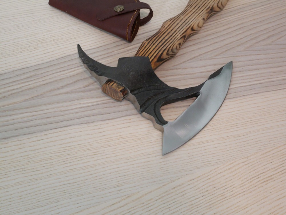 26" Bearded Axe Hand Forged Complete Axe VIking Pickaxe Braided Handle Medieval