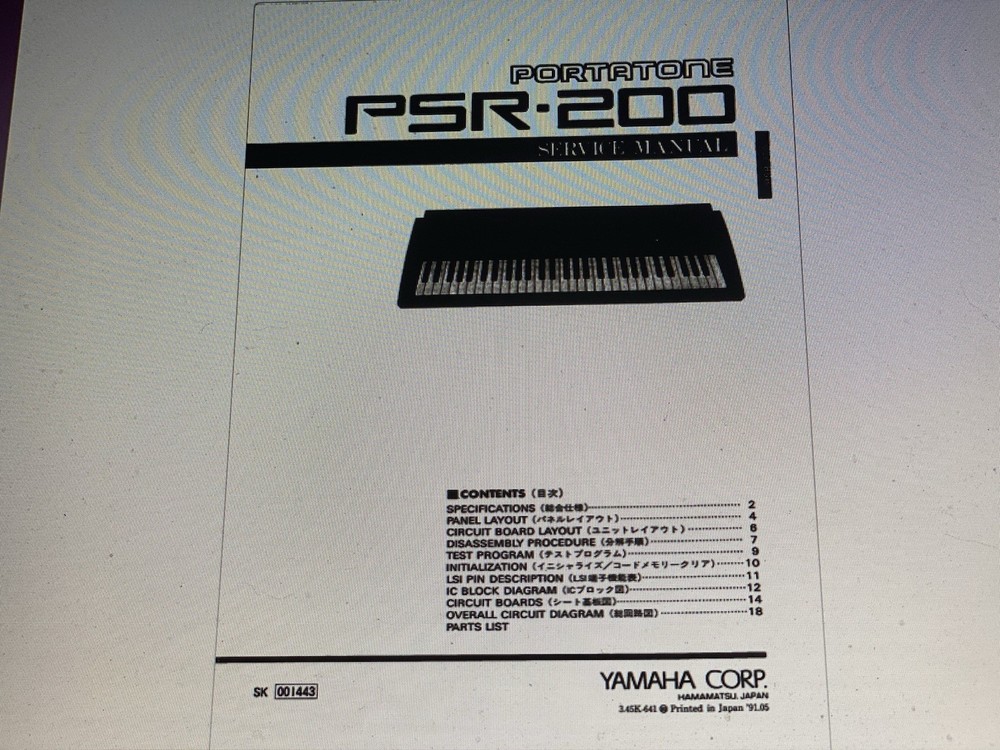 Yamaha Psr-200 Service Manual Digital