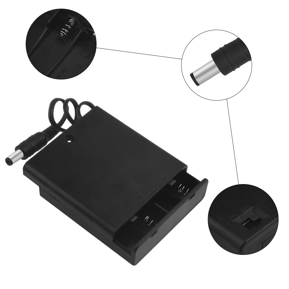 WMYCONGCONG 5 PCS 4 AA Battery Holder with Switch 6V Case Holder...