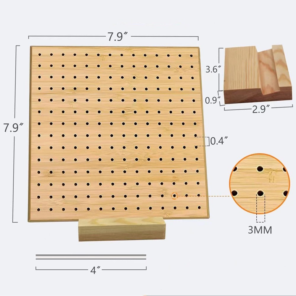 Crochet Blocking Board Hole Board Bamboo 8" and Pins Blocking Board for Knitting
