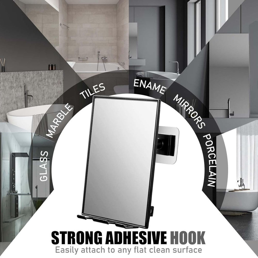 LFOYOU Shower Mirror for Shaving with 2 Replaceable Adhesive - Two Razor Holder,