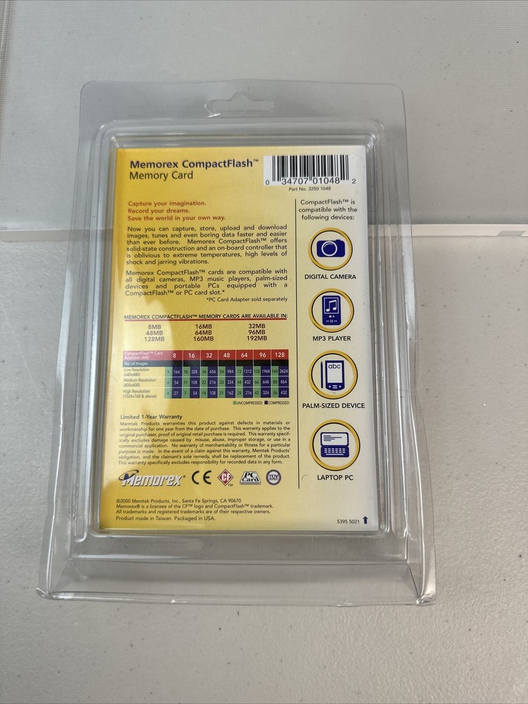 Memorex 48 MB CompactFlash Memory Card - New Vintage