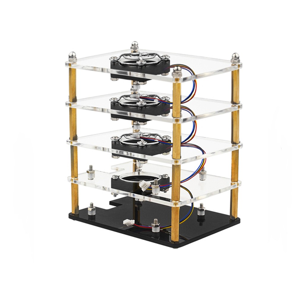 Raspberry Pi 5 Multi-Layer Acrylic Shell Protective Case Cooling Fan US