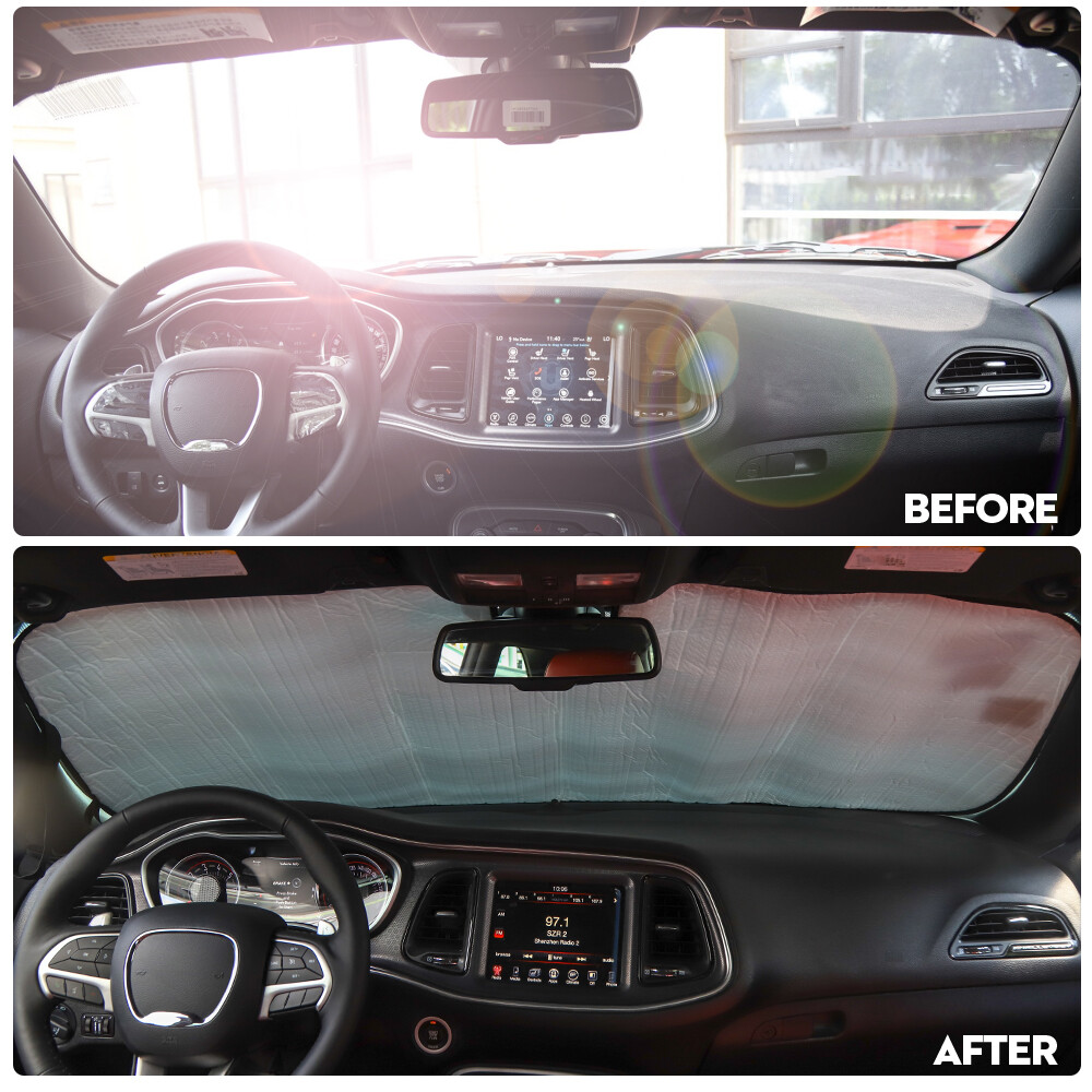 Car Front Windshield Sunshade Sun Shield Visor Mat for Dodge Challenger 2009-23