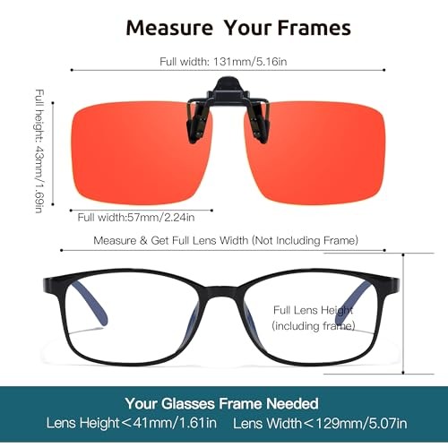 Trysee Rectangular Clip-On Flip-Up Blue Light 57 Millimeters C01 Orange