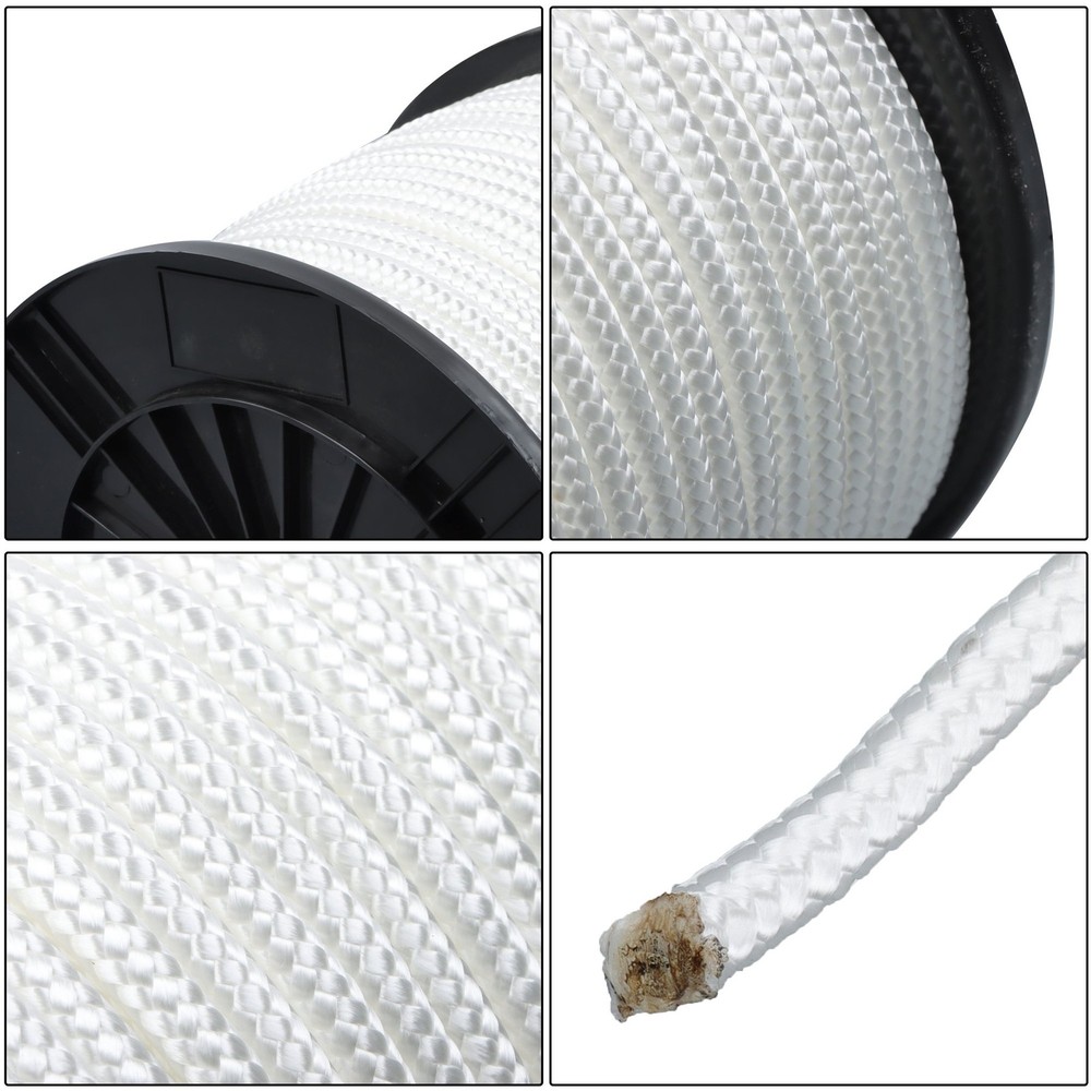 3/8" × 250' Multipurpose White Nylon Rope Sturdy Spool Solid Braid Rope