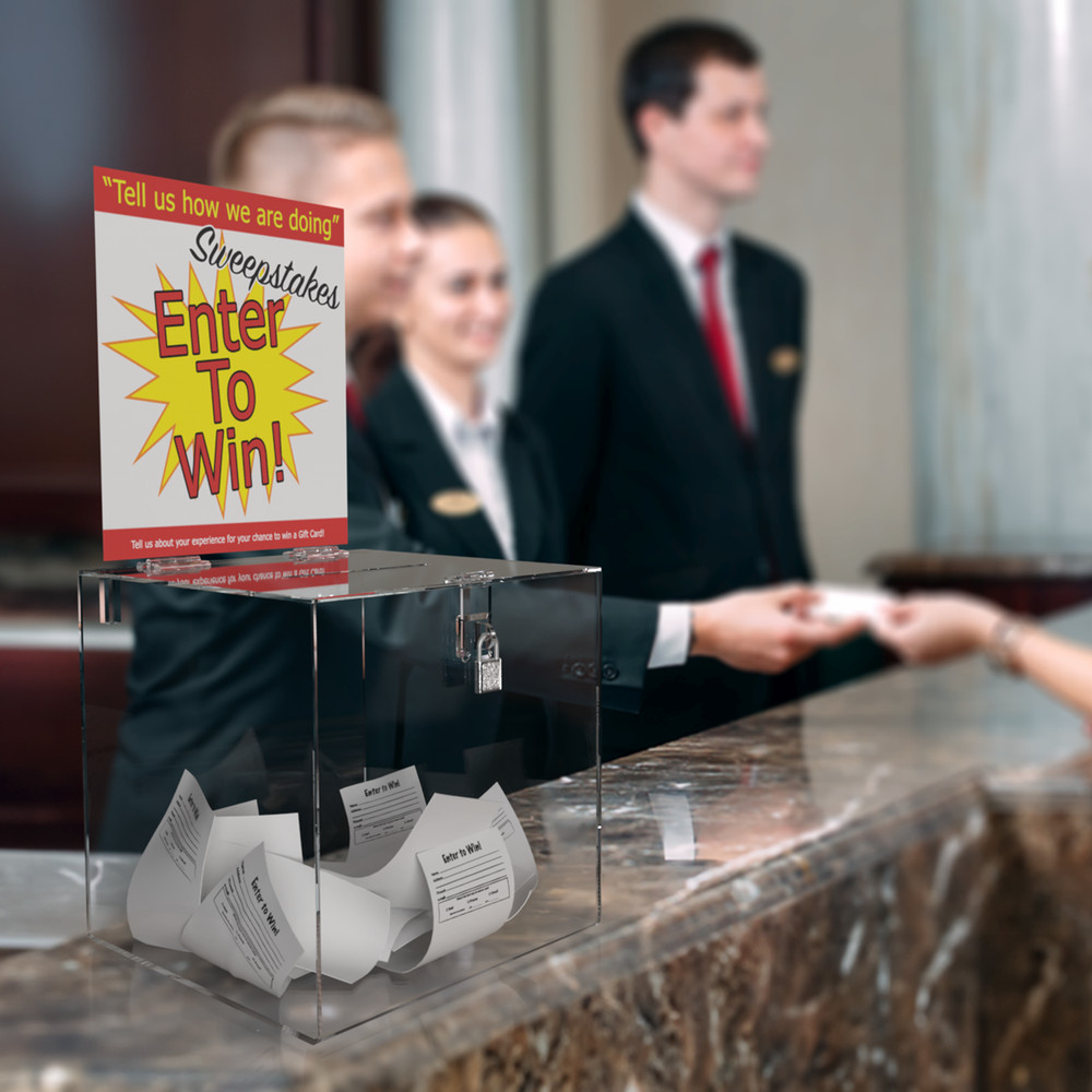 10"W x 10"H x 10"D Clear Acrylic Locking Ballot Box with Removable Header