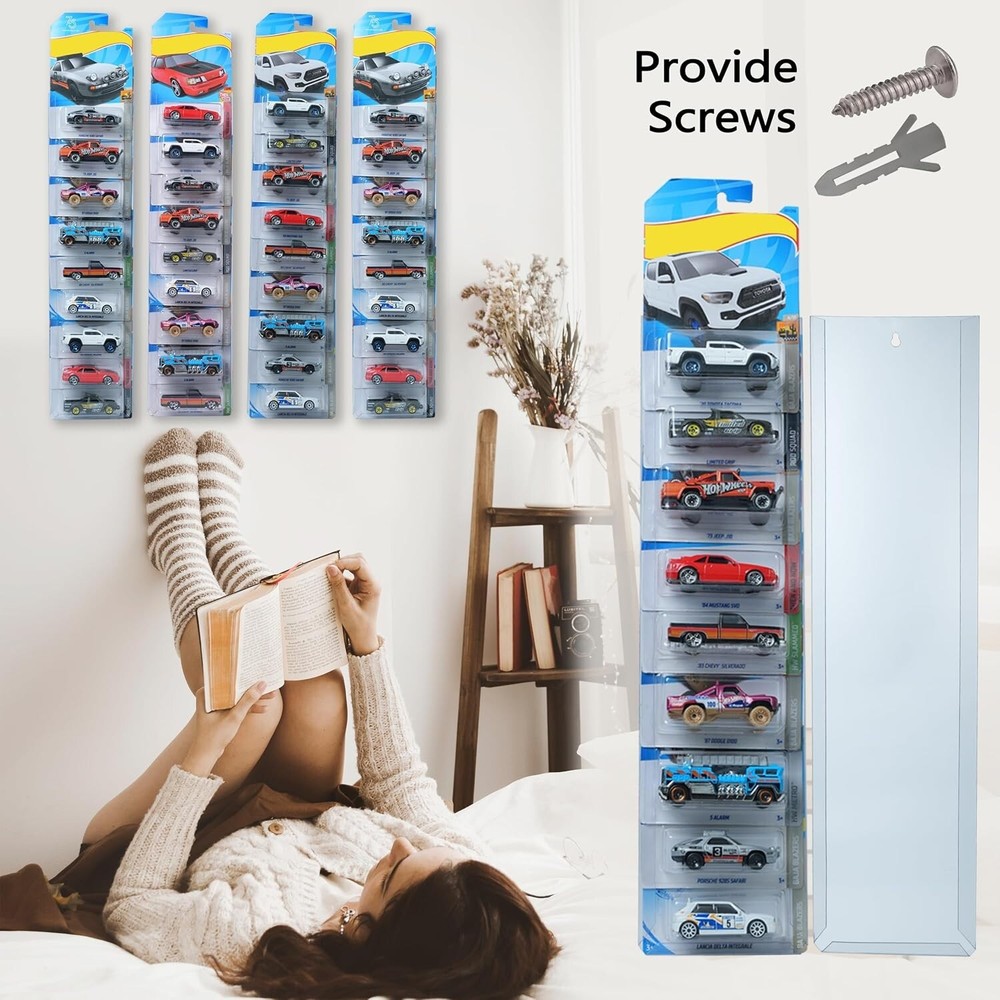 5 Pack Display Case Compatible with Hot-Wheels Match-Box Packaged Cars Wall