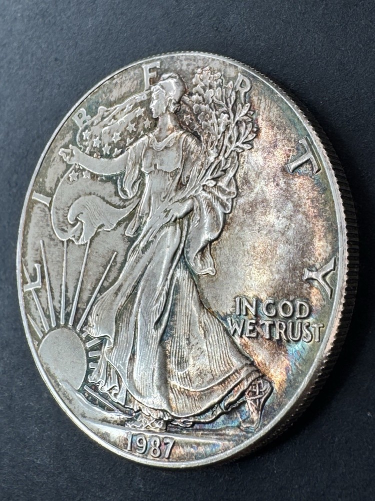 1987 American Silver Eagle 1 Oz Silver Coin Rainbow Toned #2