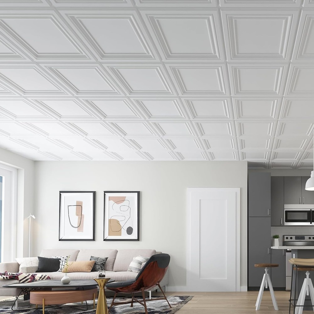 Eco-Friendly White PVC Ceiling Panels 12-Pack
