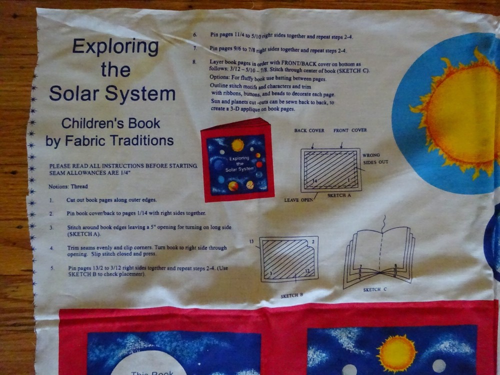 Exploring The Solar System, Outer Space Fabric Panel Quilted Book