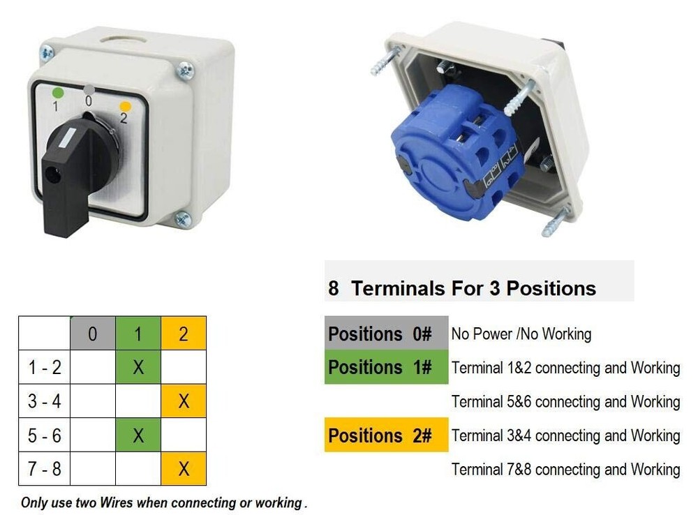 Universal Rotary Changeover Switch W/ Master Switch Exterior Box 660V 20A 2Phase