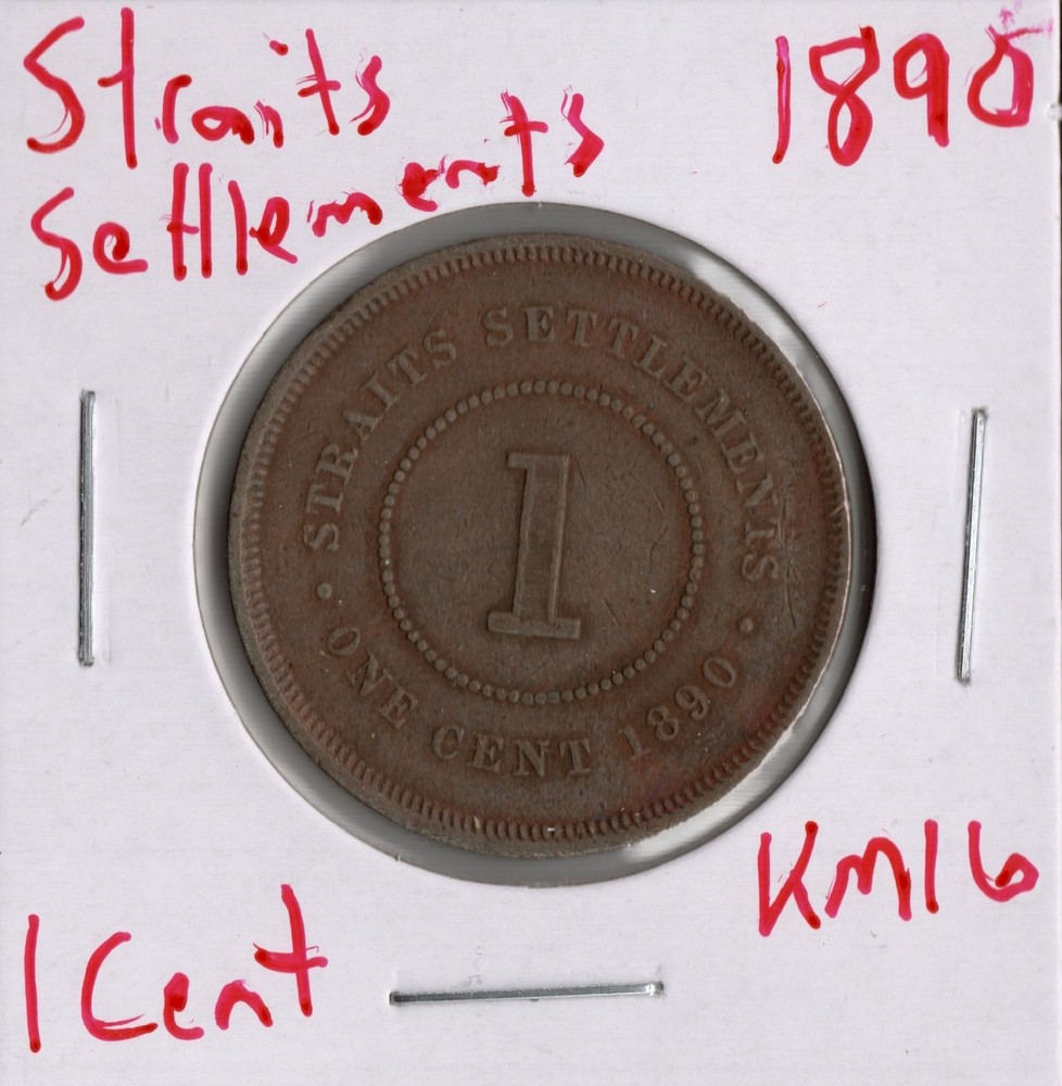Coin Straits Settlements 1 Cent 1890 KM16