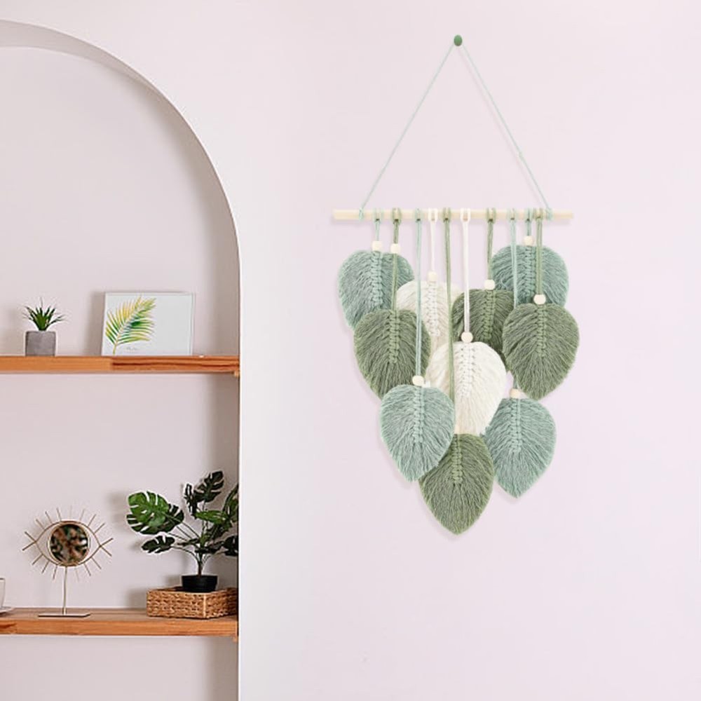DIY Macrame Leaf Wall Hanging Beginners Macrame Kit Leaf Woven Tapestry Feath...