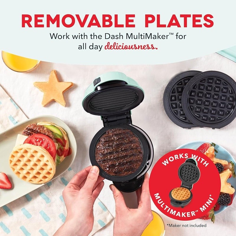 Nonstick Removable Grill Plates Mini Maker Two Cooking Plates Dishwasher Safe US