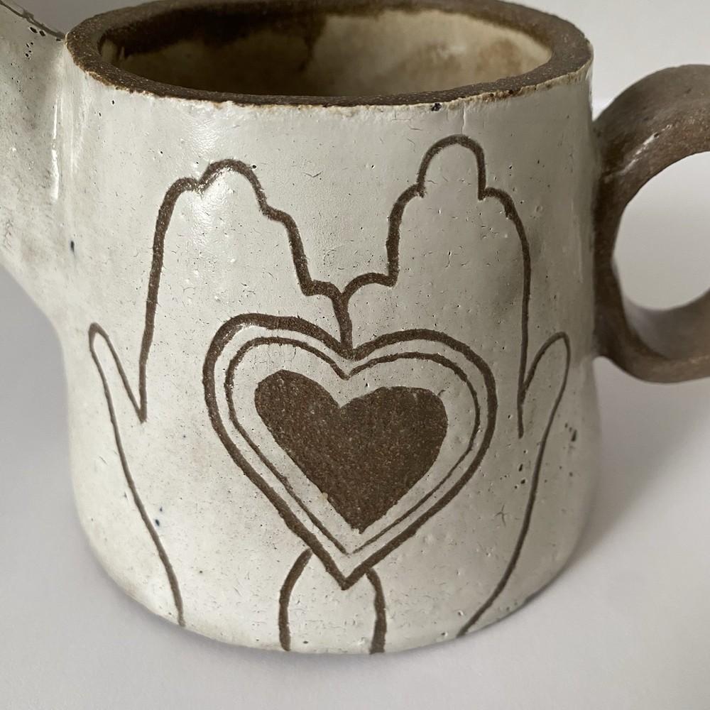 Studio Pottery Pitcher - Abstract Design - Open Hands Heart