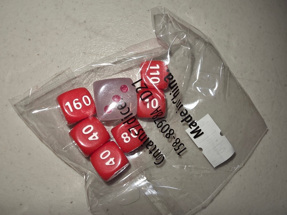 Pokemon Counters Dice Set Red Polyhedral D6 Made in China