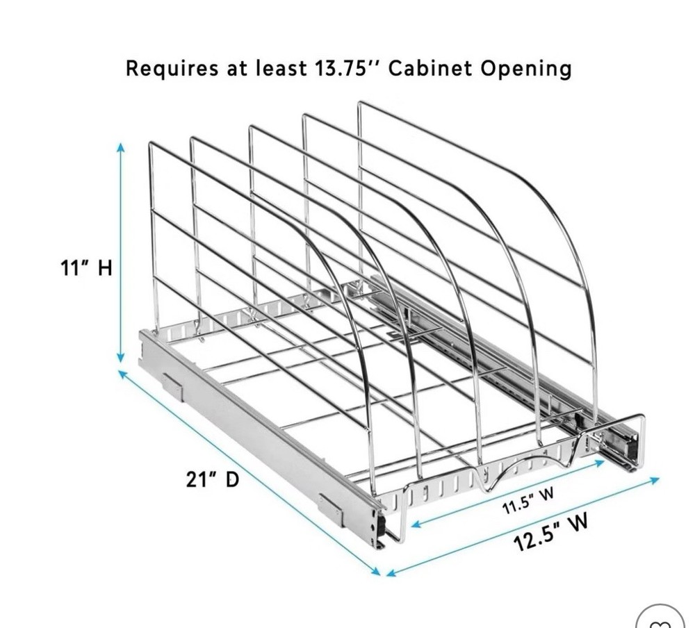 Hold N Storage Pull Out Chrome Organizer for Bakeware Under Cabinet 11"x21"