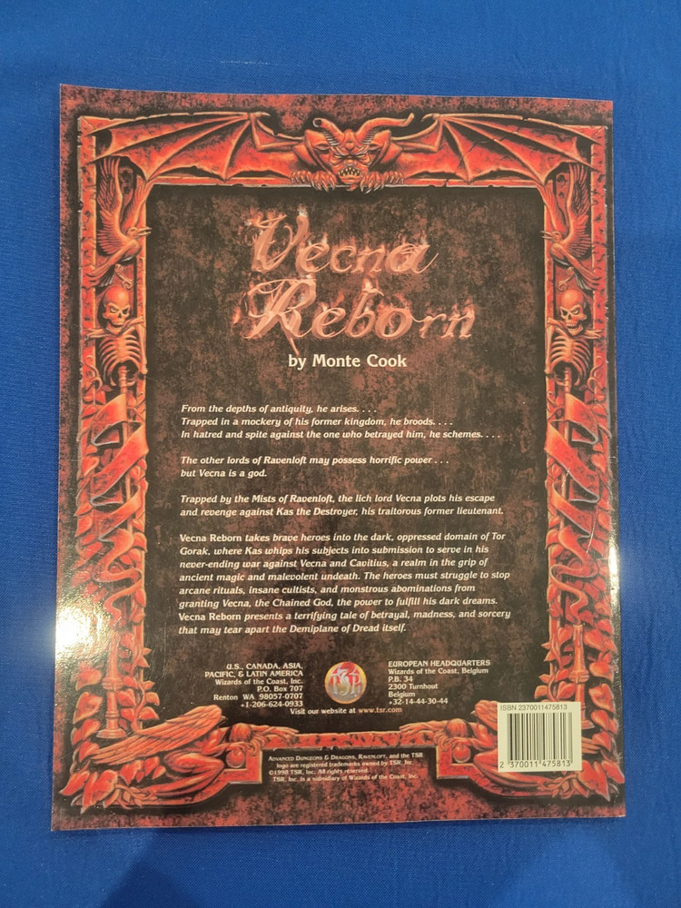 AD&D Ravenloft Vecna Reborn Adventure Module - Reprint
