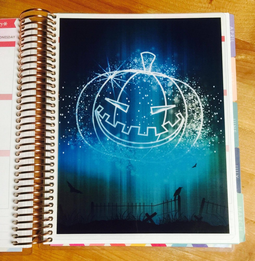 Fall Halloween Sparkle Pumpkin 2 sided DASHBOARD for use w/ ErinCondren Planner-