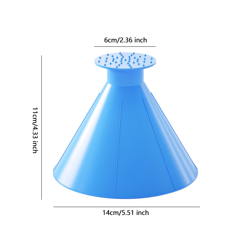 1Pc Magical Car Windshield Ice Snow Remover Scraper Tool Round Funnel Cone Blue