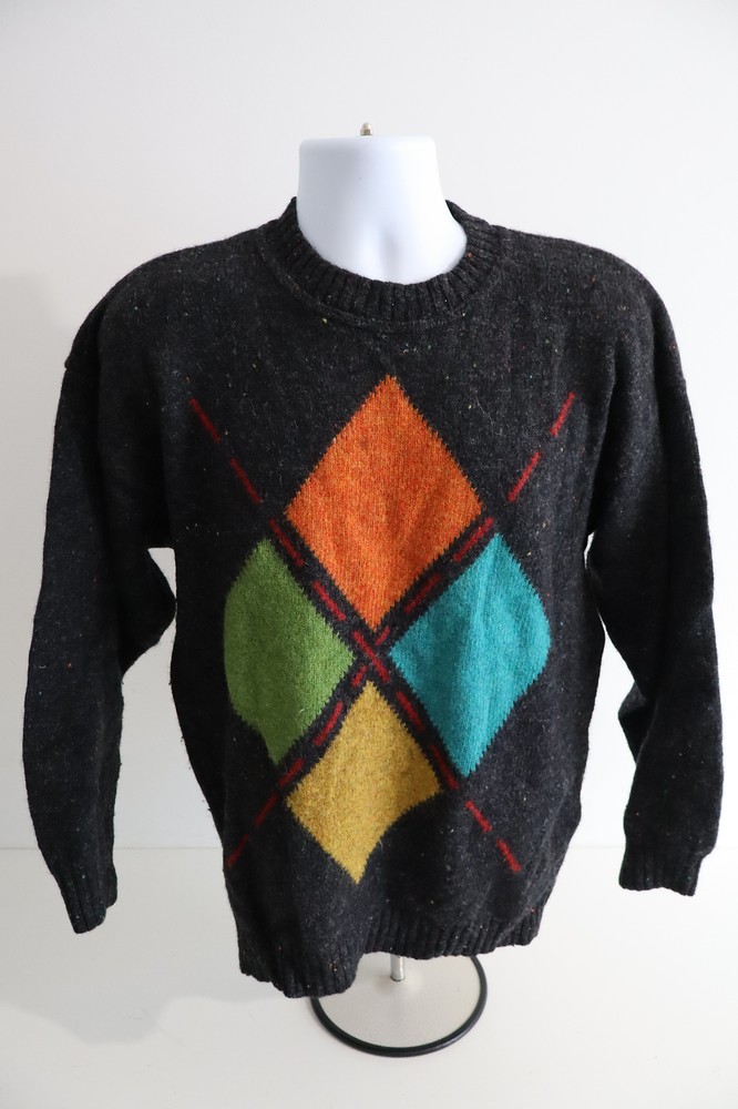 Vintage The Sweater Shop Wool Jumper Diamond Pattern Medium