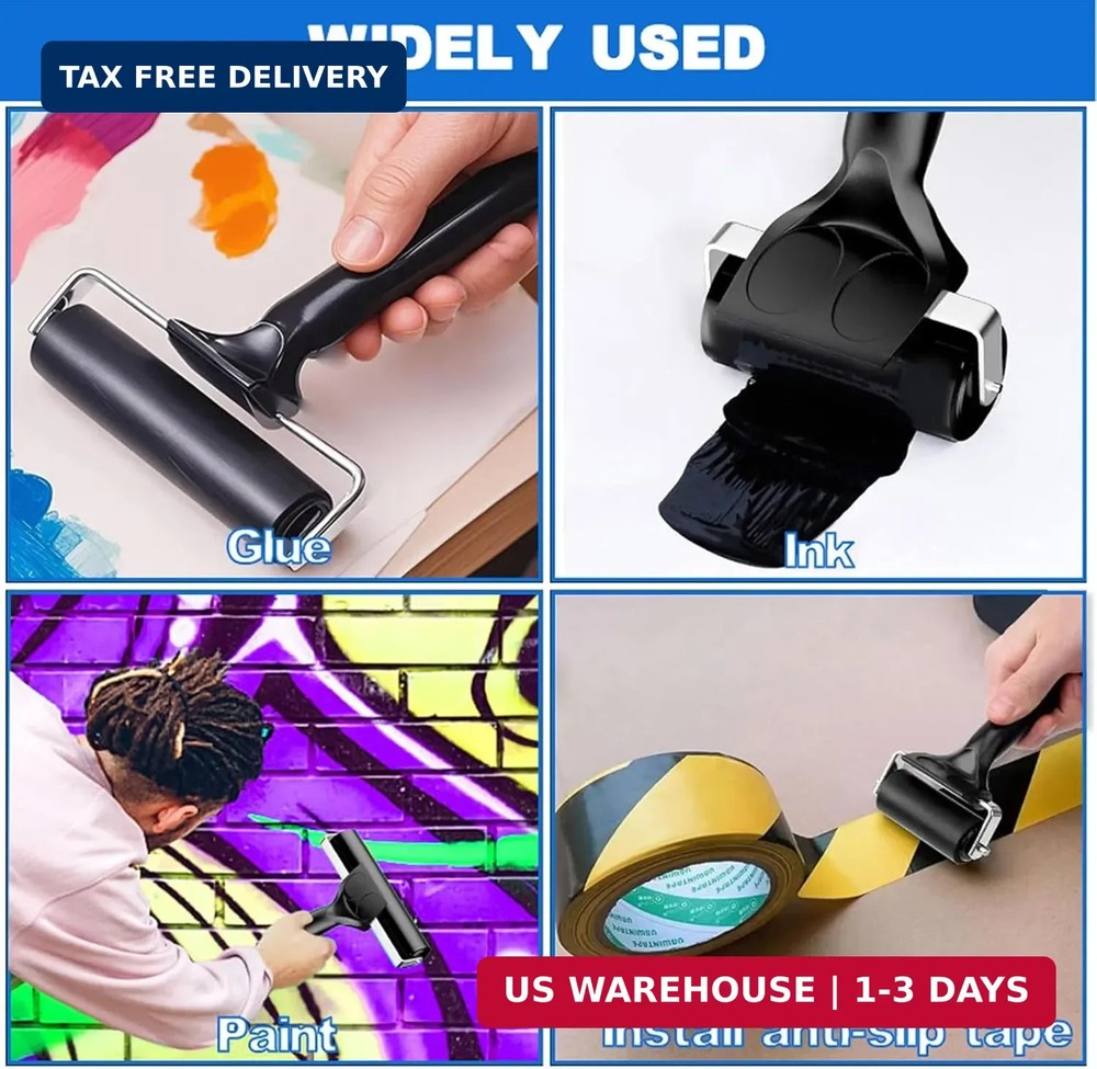 2 Pack Brayer Rollers, Professional Rubber Art Rollers with Comfortable Hand Fee