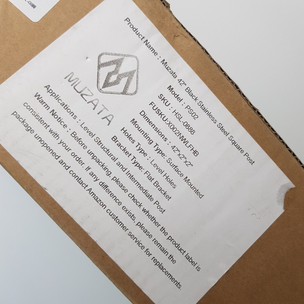 Cable Railing Post 41"x2"x2" Fixed top Level Line Post Mount Black Level Drill