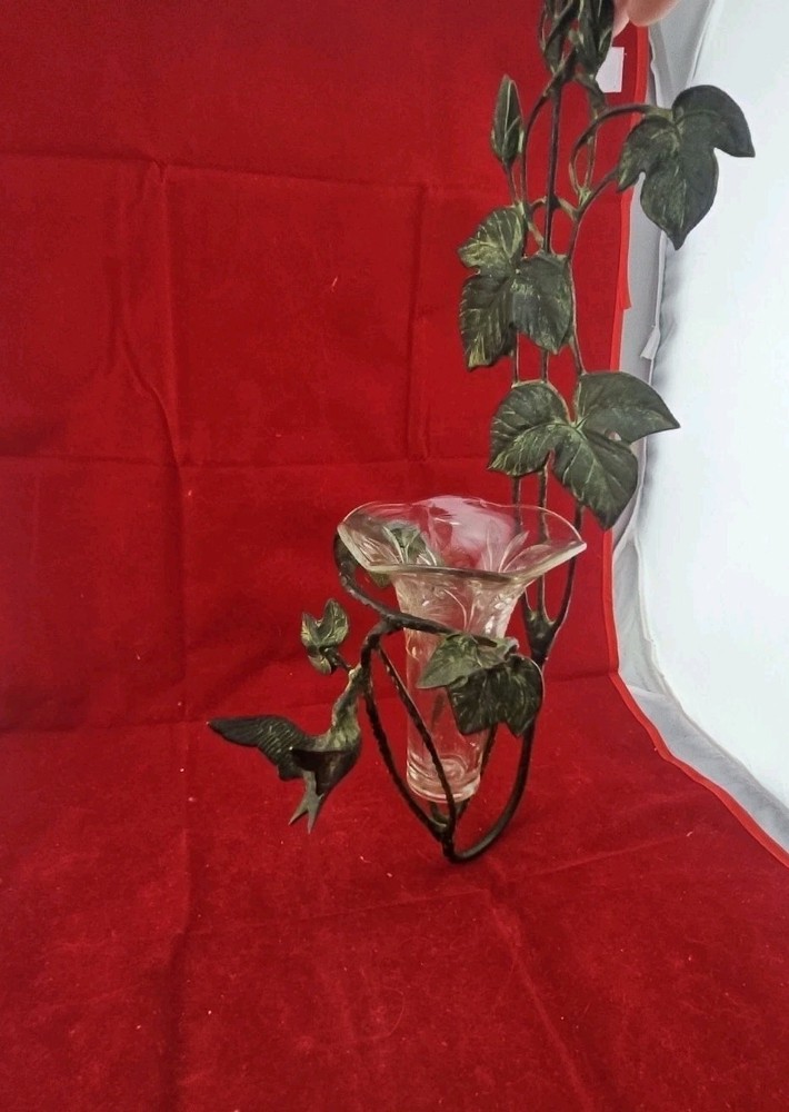 Original Antique Solid Copper Hummingbird Wall Sconce