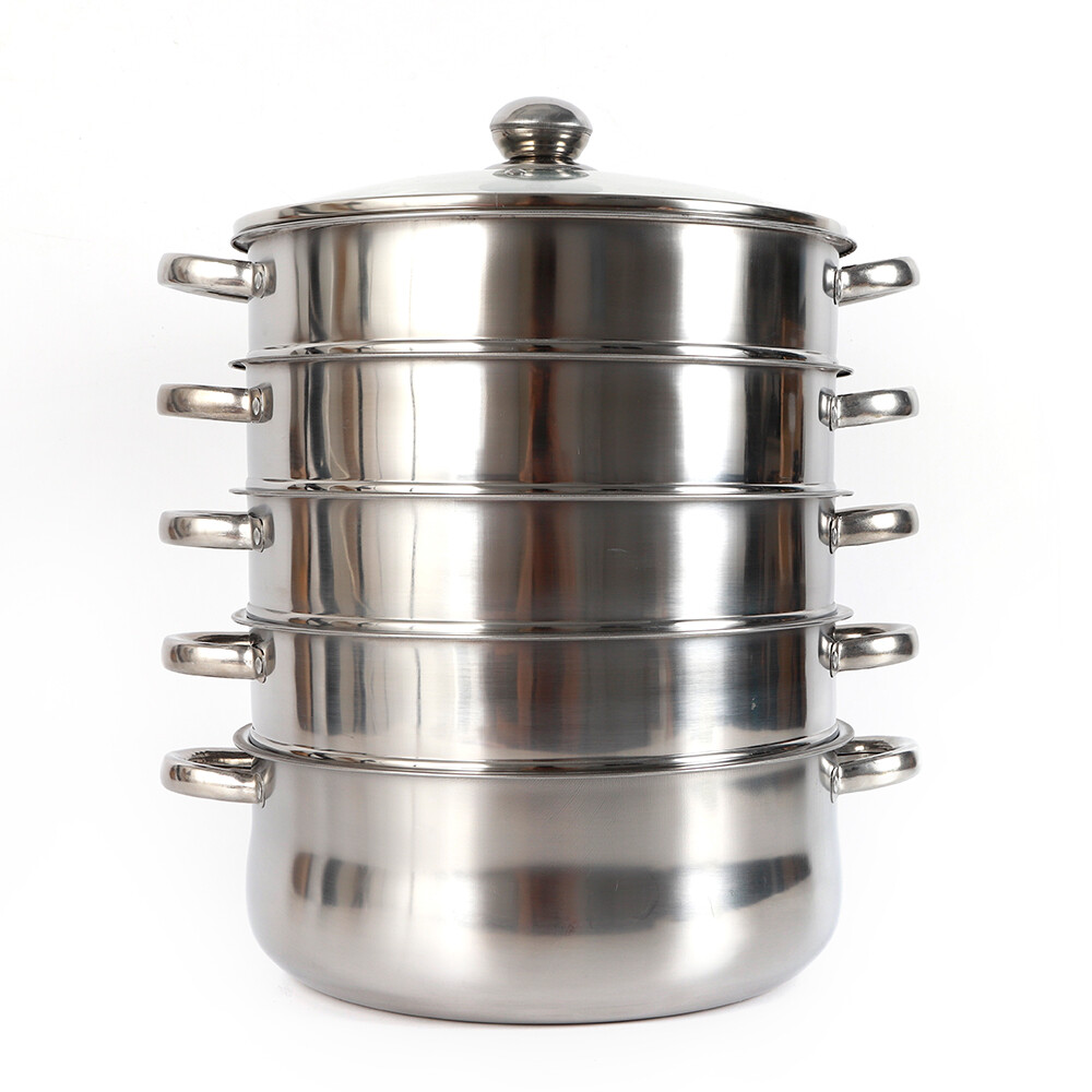 5 Layers 28cm Pot Cookware Stainless Steel Pot Steamer Multi-Layer Cookware Pot