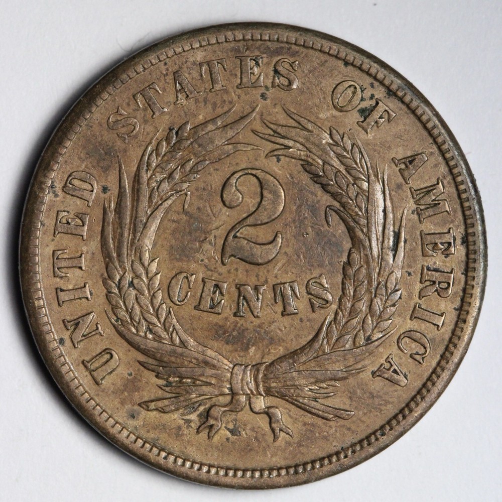1864 Two Cent Piece CHOICE AU+ E225 JLT
