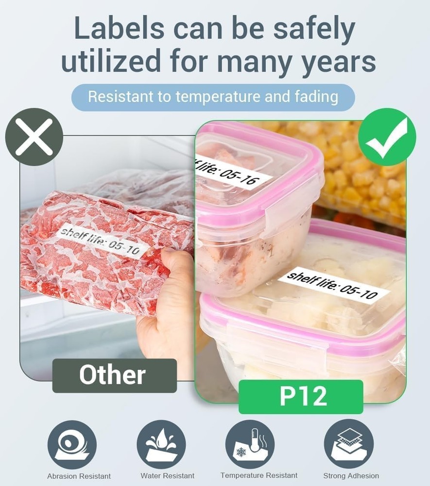 Label Maker Machine with Tape, P12 Bluetooth Small Label Maker with Multiple ...