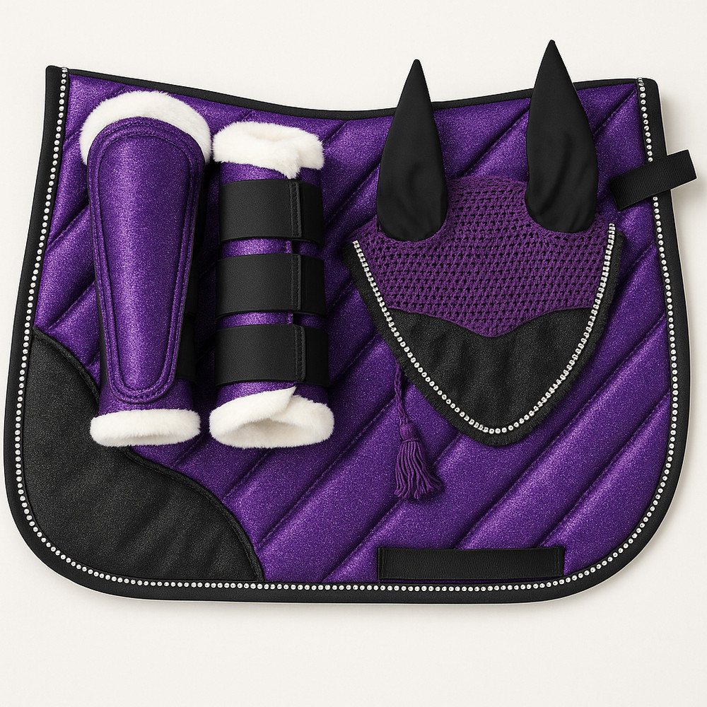 Saddle Pad Set with Ear Bonnet and Blushing Boots