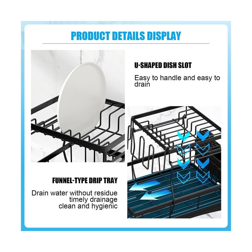7 code Large Dish Drying Rack for Kitchen Counter, Detachable Large Capacity ...