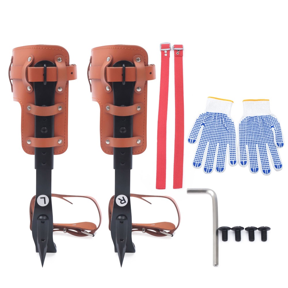 Adjustable Tree Climbing Spike Set Pole Climbing Spurs Steel Climber Strap Gaffs