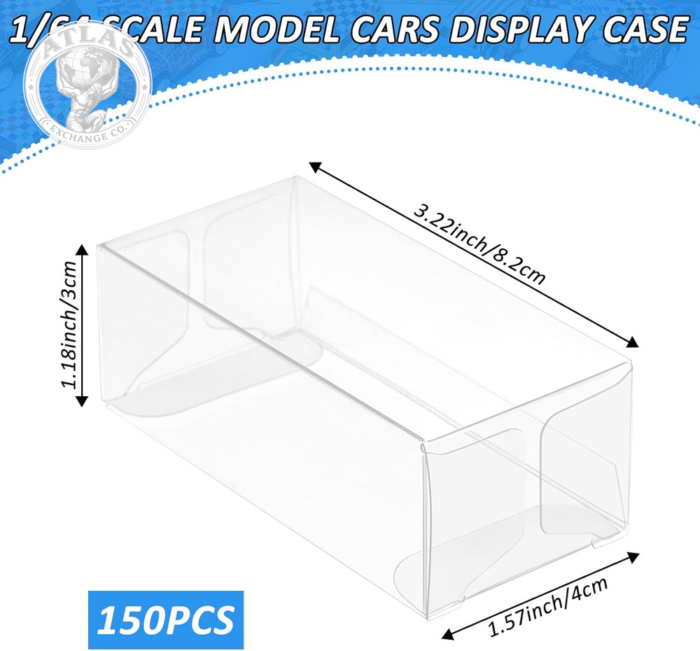 120 PCS 1/64 Display Case for Model Car,Clear Display Case,Storage Display Case,
